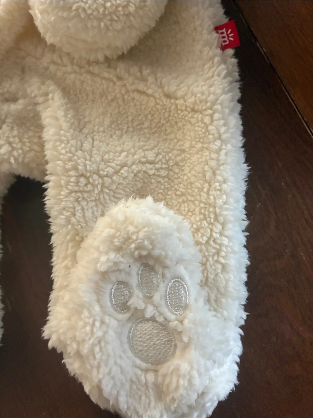 Magnetic Me Cream Fleece Sherpa Hooded Bear Footed One-Piece